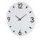 24" x 23" White Wood Round Decorative Wall Clock with Black Hands & Numbers
